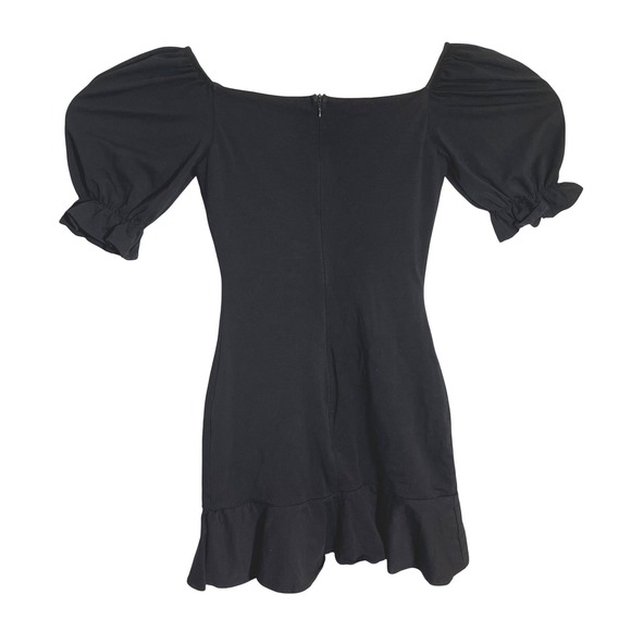 Princess Polly Black Puff Sleeve Ruffle Hem Mini Dress Square Neck Size US 2 - Picture 7 of 8